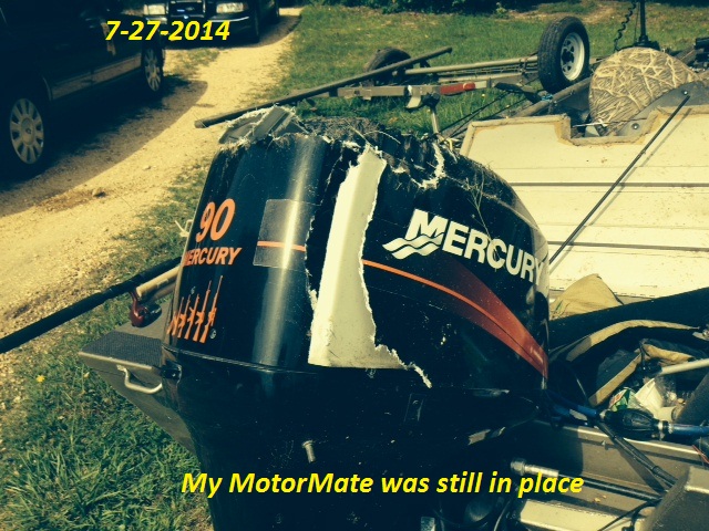 MotorMate crash Mercury motor damaged in car crash; MotorMate still in place